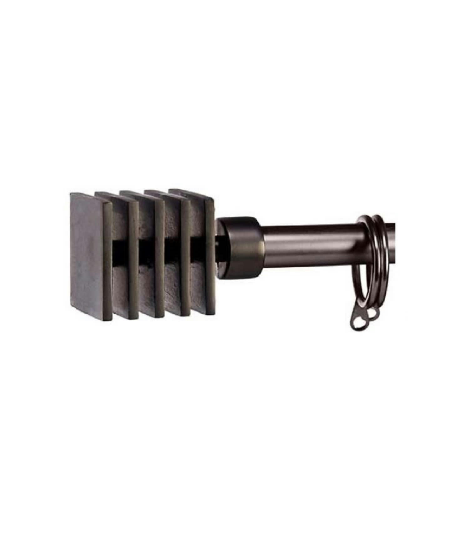 CARRÉ - Tringle à rideaux extensible métal noir carré 120 à 210cm