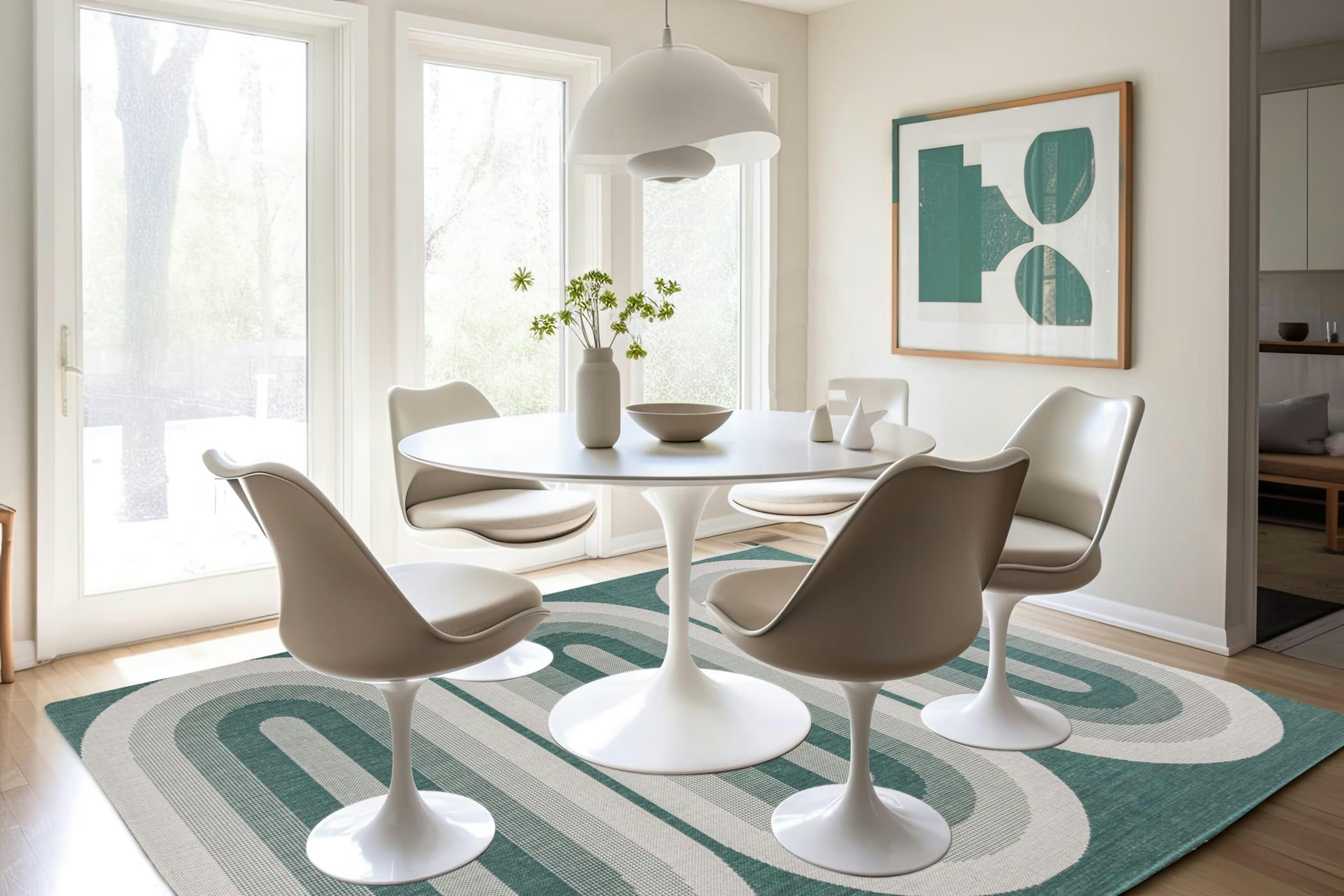 ELLIPSE - Tapis intérieur extérieur graphique vert 200x290, OEKO-TEX®