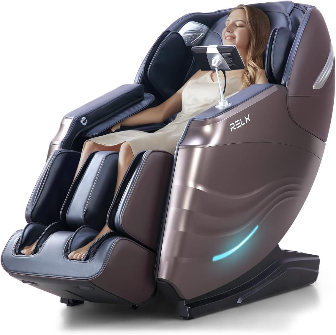 RELX Massage Chair Full Body  15 Modes Zero Gravity SL-Track Shiatsu Massage Chair Built-in Heat System  Airbag Massage with Body Scan  Deep Yoga Stretch  Calfrest Extension and AI Control(Brown)