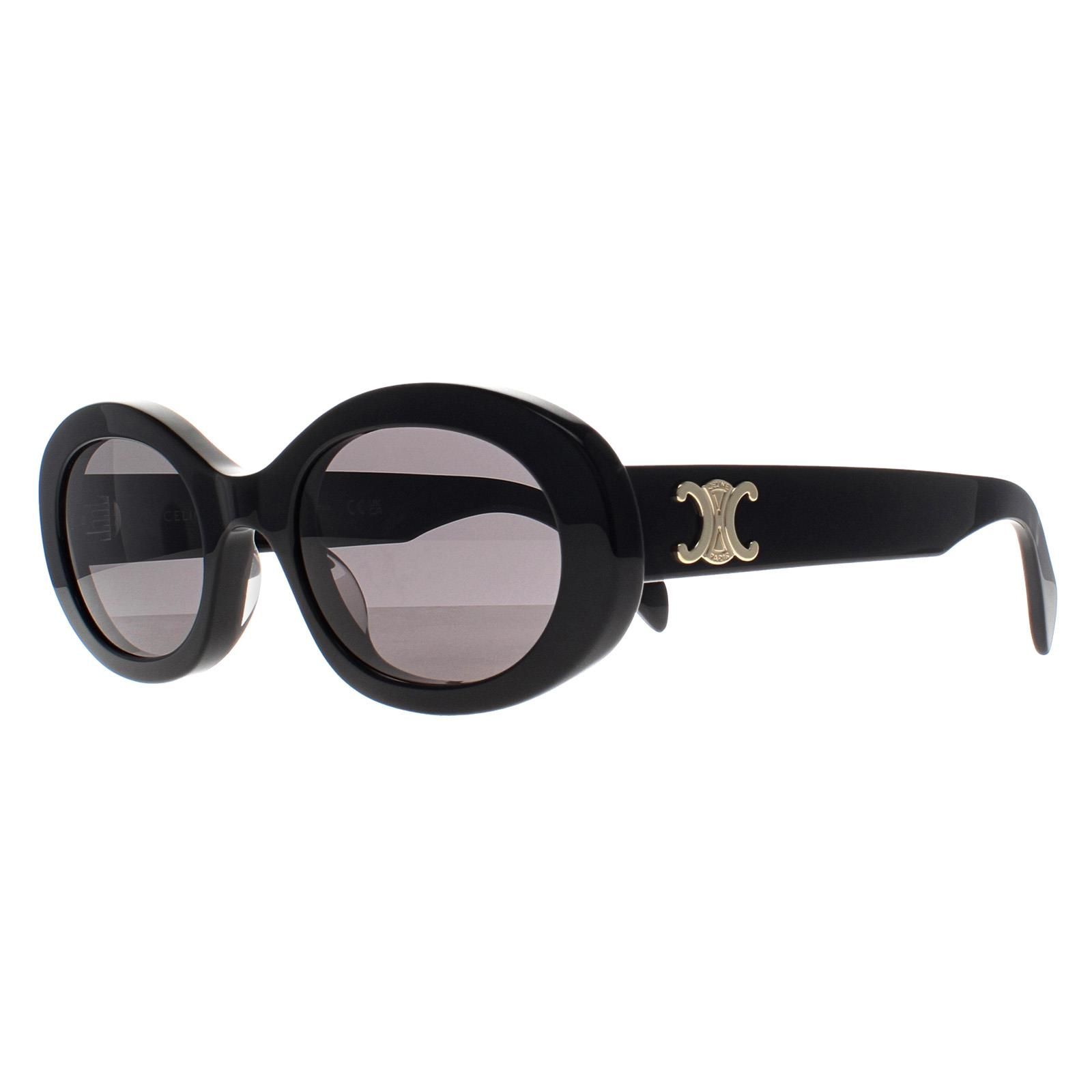Celine Oval Shiny Black Smoke Grey Triomphe CL40194U