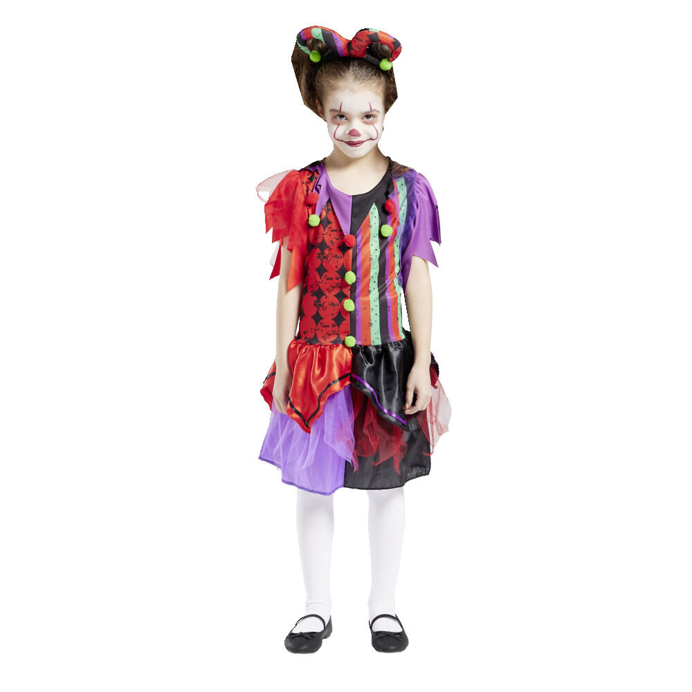 Déguisement enfant clown serre-tête et robe 7/10 ans