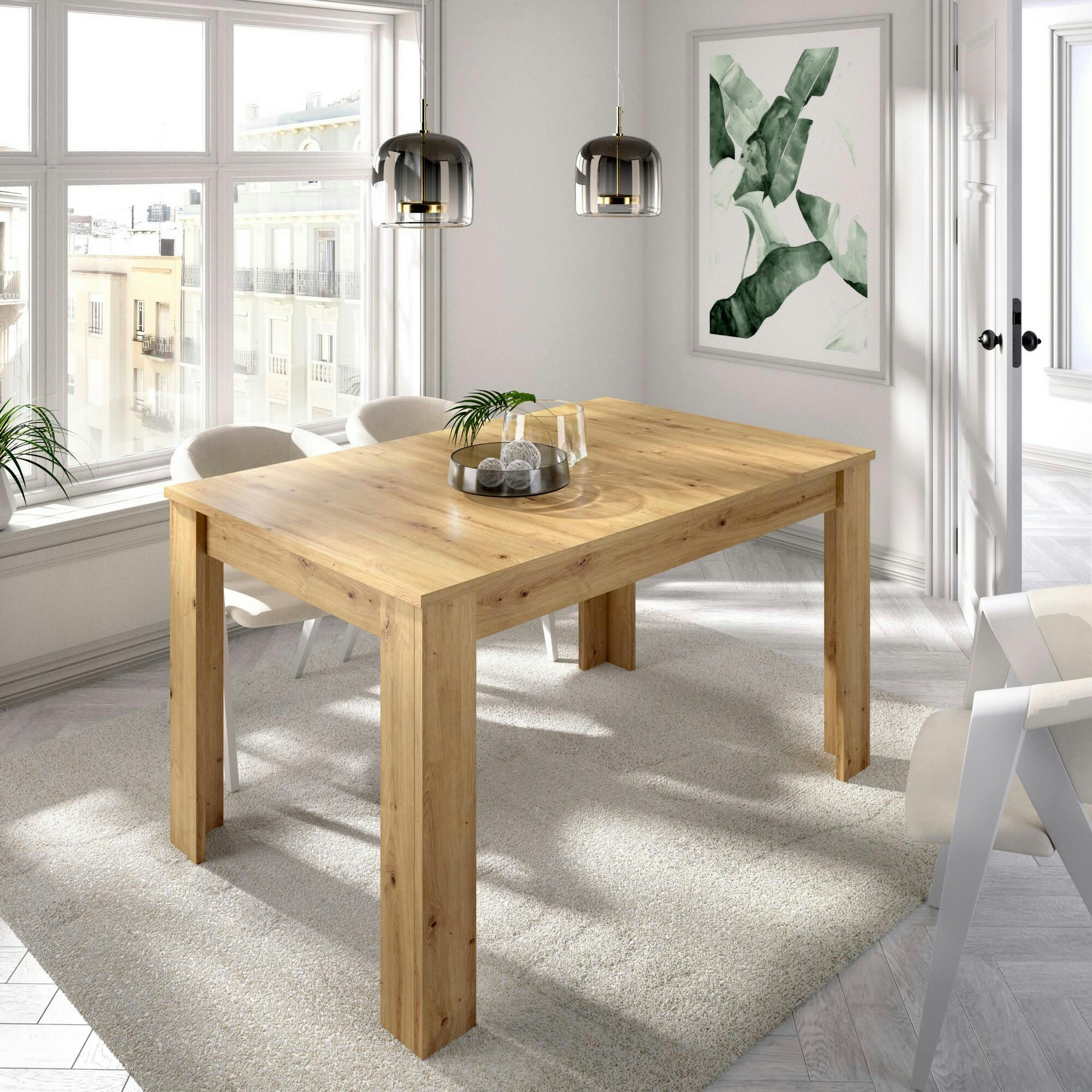 DALICE - Table à rallonge 140/190x90 effet bois chêne noueux