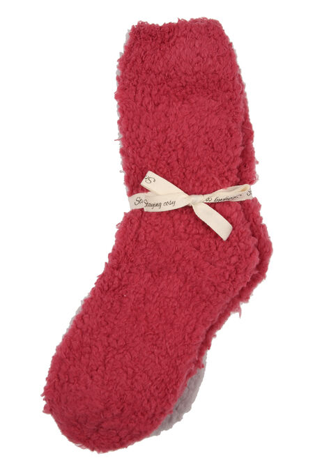 Womens 2pk Berry Cosy Fleece Socks