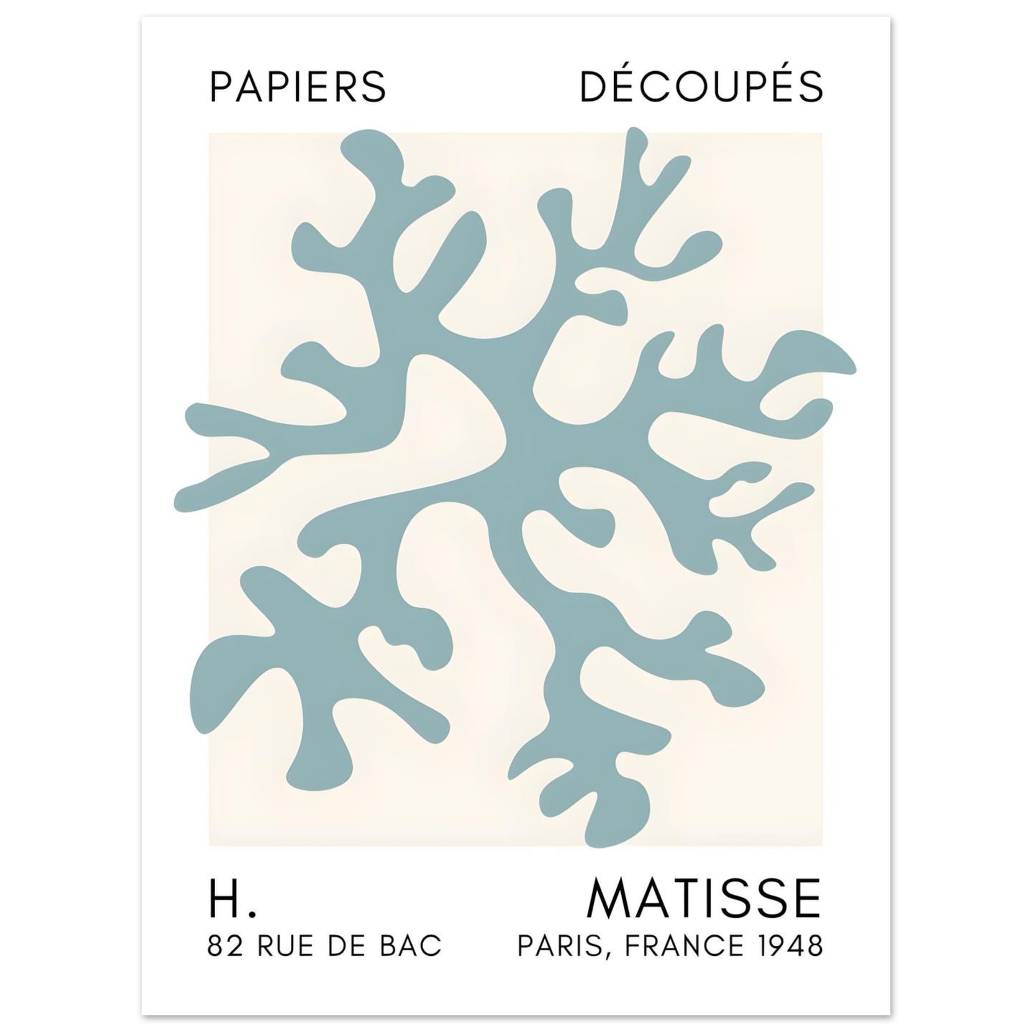 Artfulprints Poster Matisse – Dreamy coral flower turquoise  - 30x40 cm - Turquoise