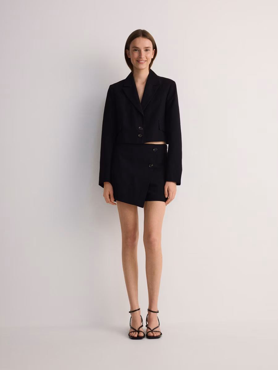 Viscose Blend Cropped Blazer