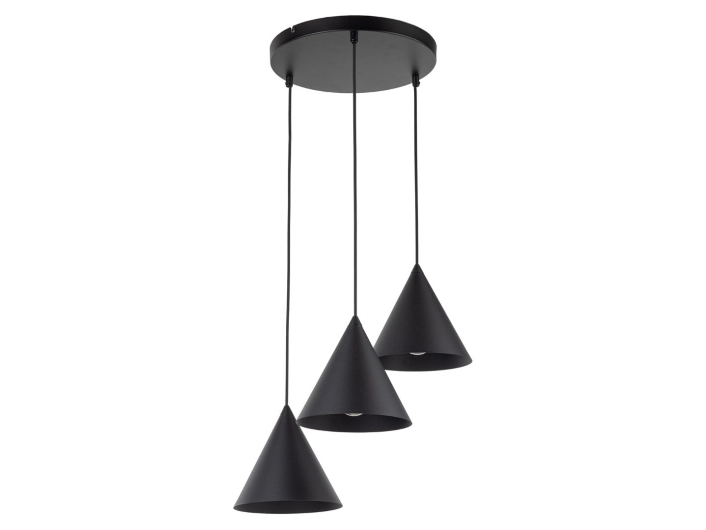 Lampa wisząca Cono Black 3-punktowa 140 cm metalowa czarna