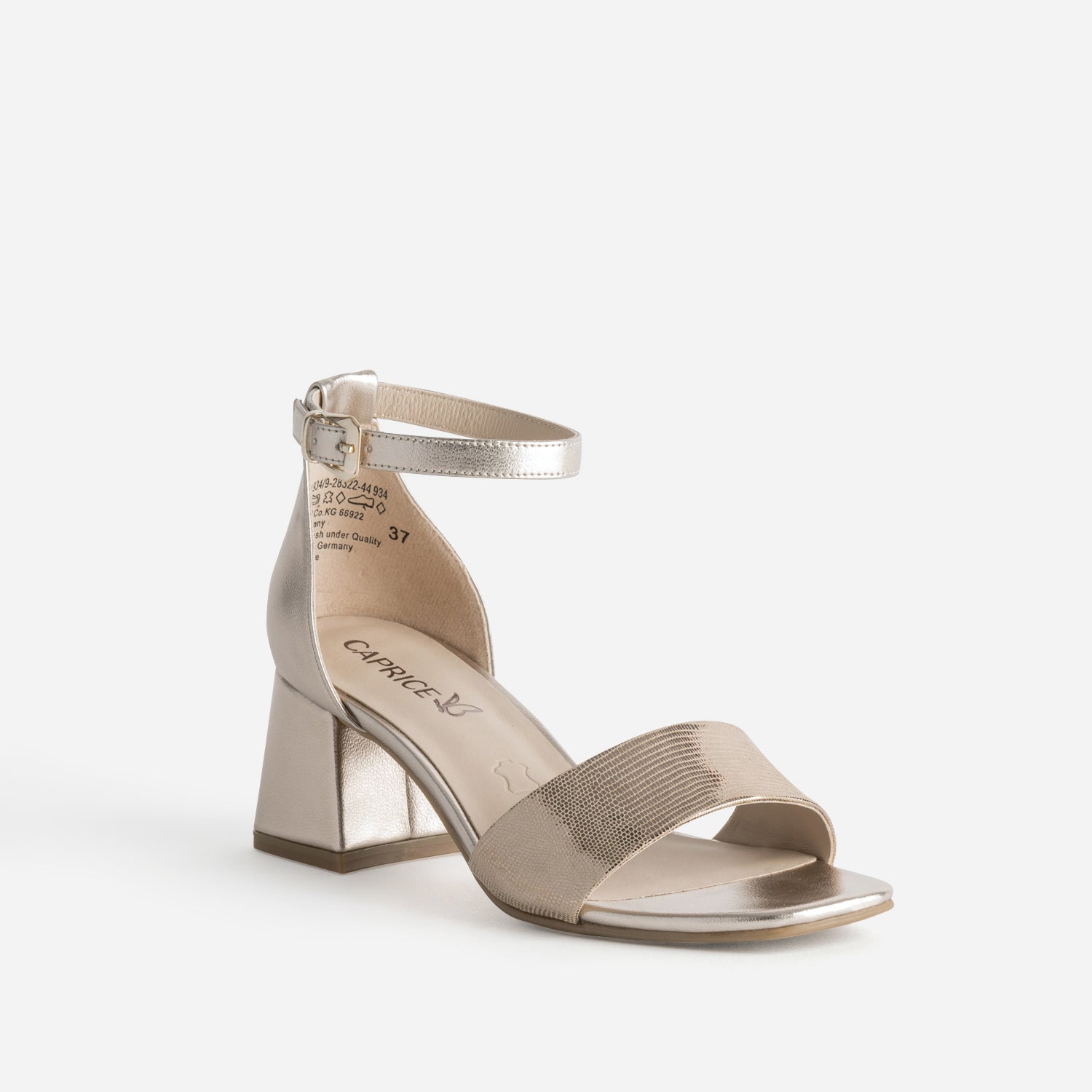 Sandale CAPRICE dorée cuir effet python verni