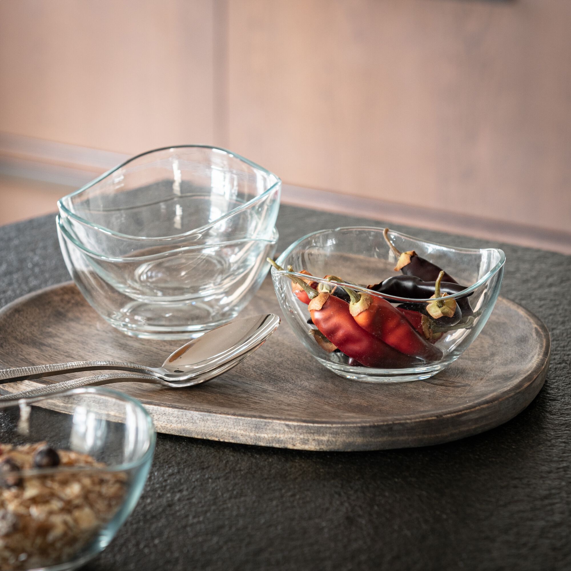 VAGUE - Coupelle ondulée en cristallin D12cm - transparent