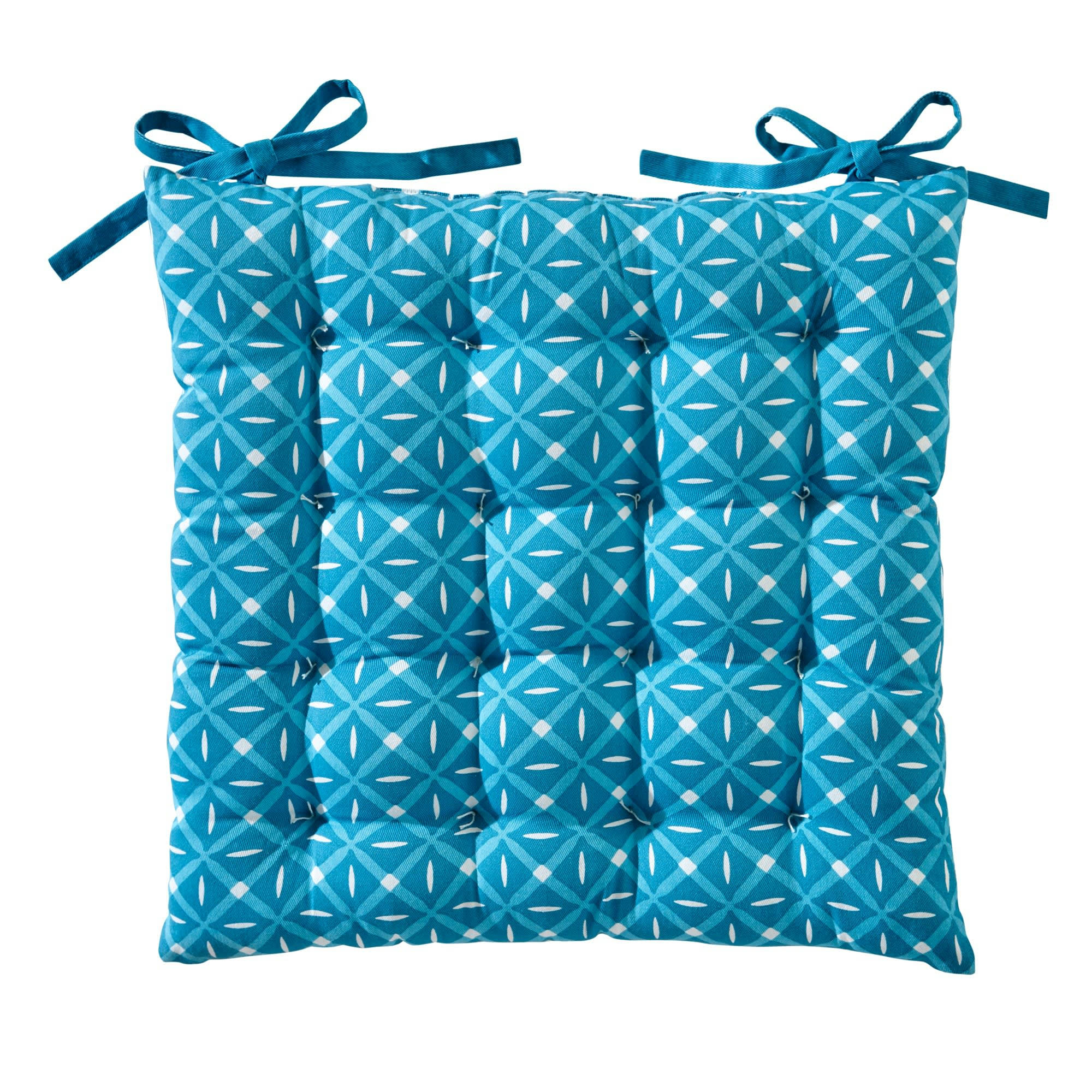 GIENS - Galette de chaise bleue 40x40 en coton