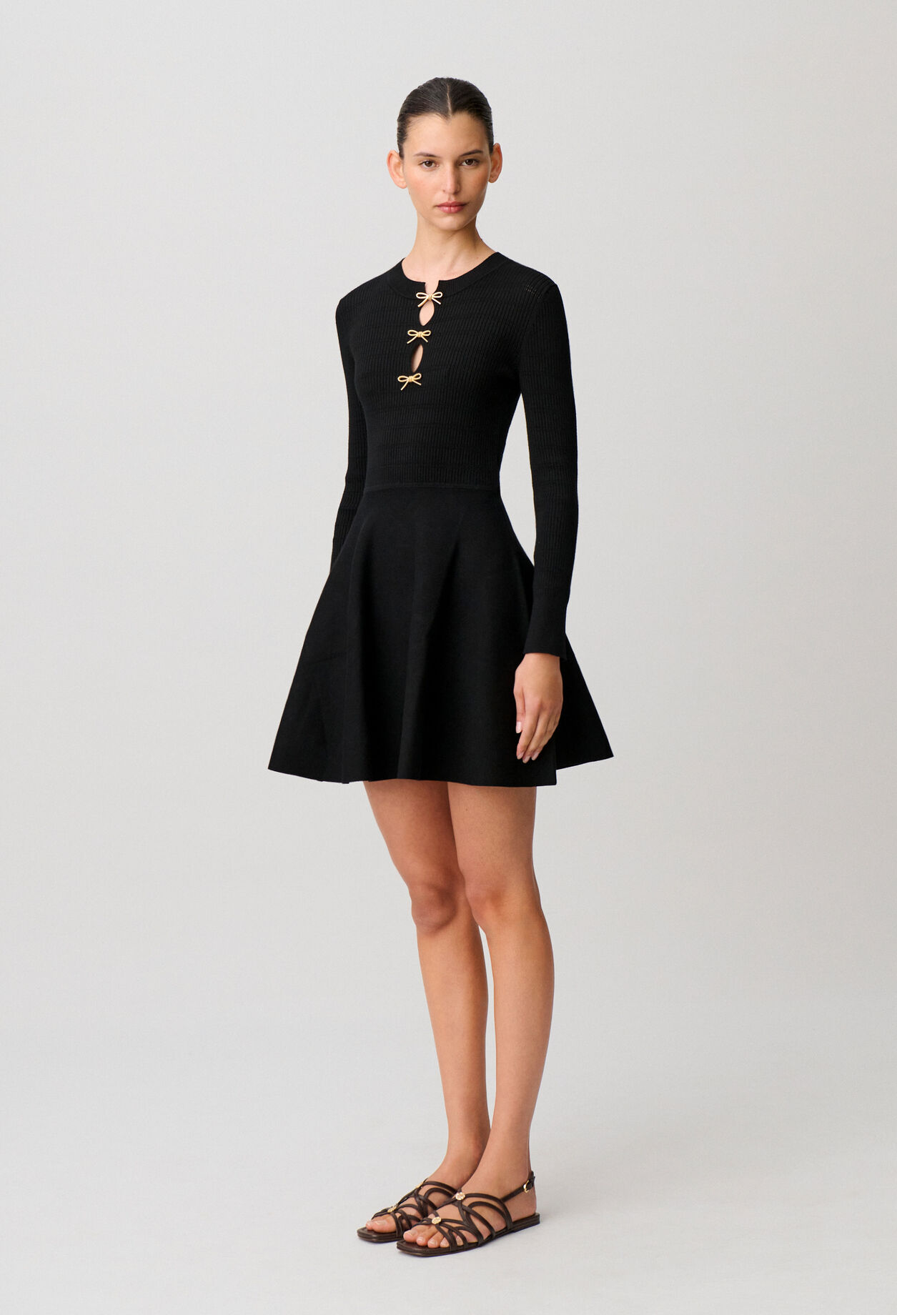 Robe courte maille n&oelig;uds
