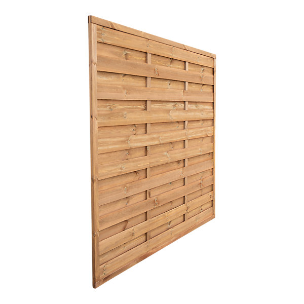 Panneau droit de clôture Arve 2 en bois traité marron ép.30 mm L. 180 x H.180 cm