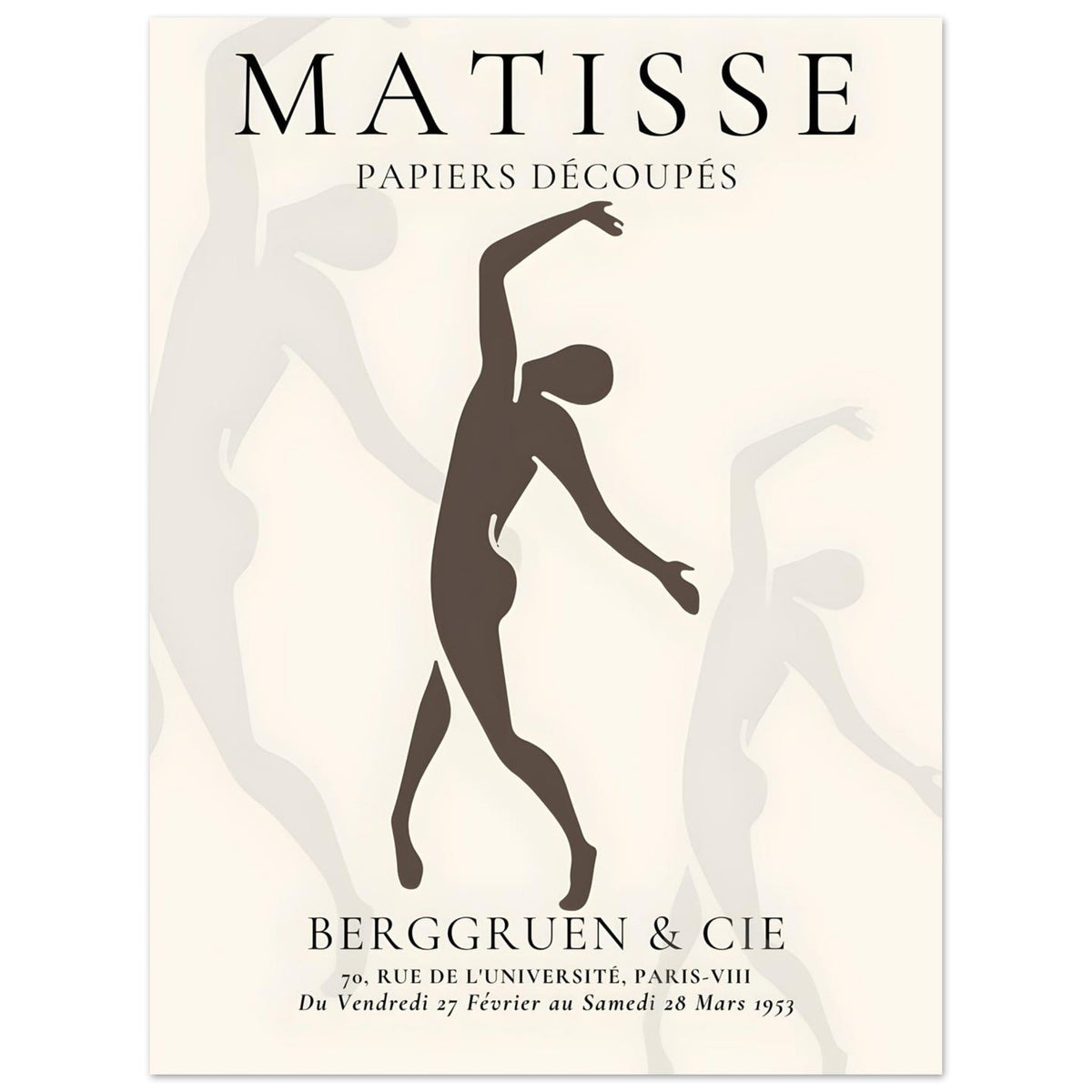 Artfulprints Poster Matisse – Dancing silhouettes  - 30x40 cm - Grijs