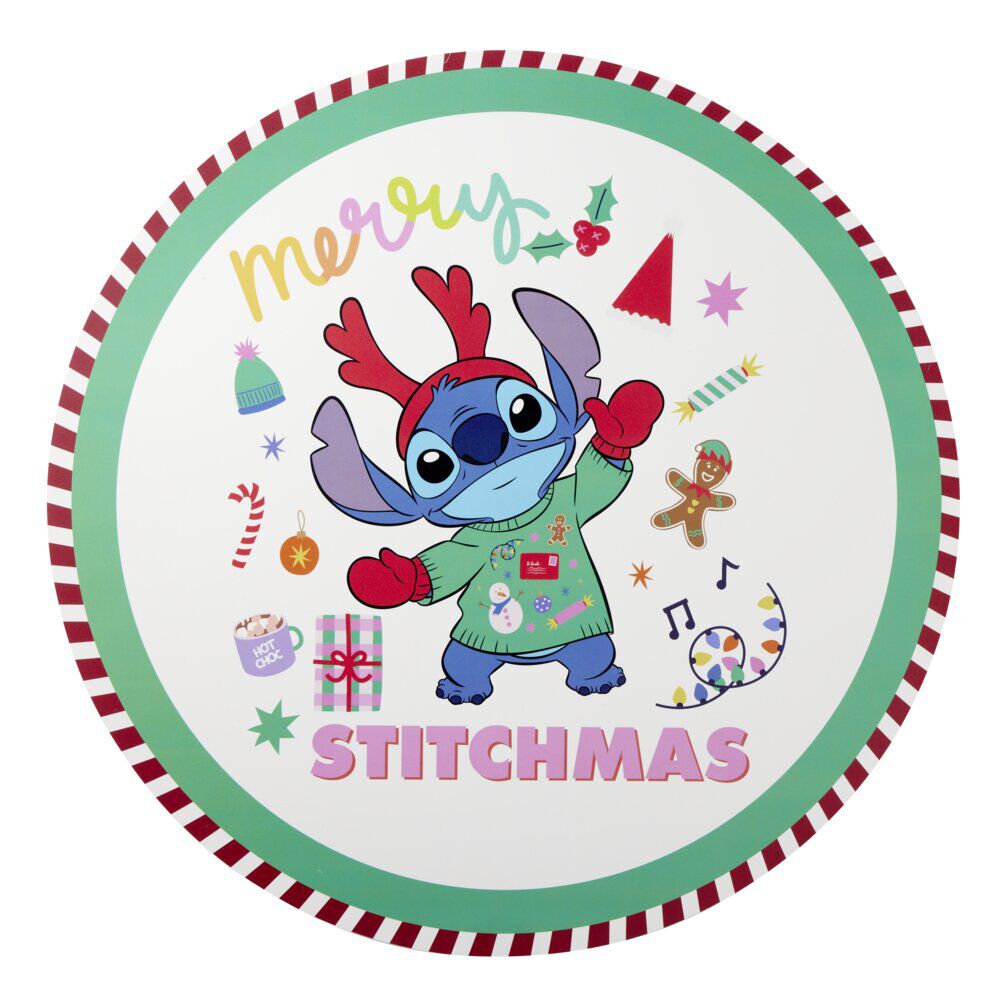 Set de table No&euml;l Disney Stitch rond Merry Stitchmas Ø38cm