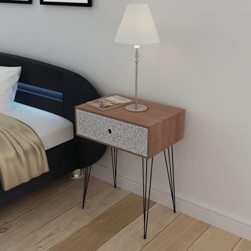 NNEVL Nightstands with Drawer 2 pcs Brown