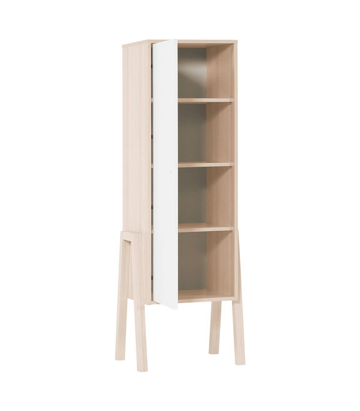 SPOT - Armoire 1 porte 3 étagères intérieures - Blanc et beige