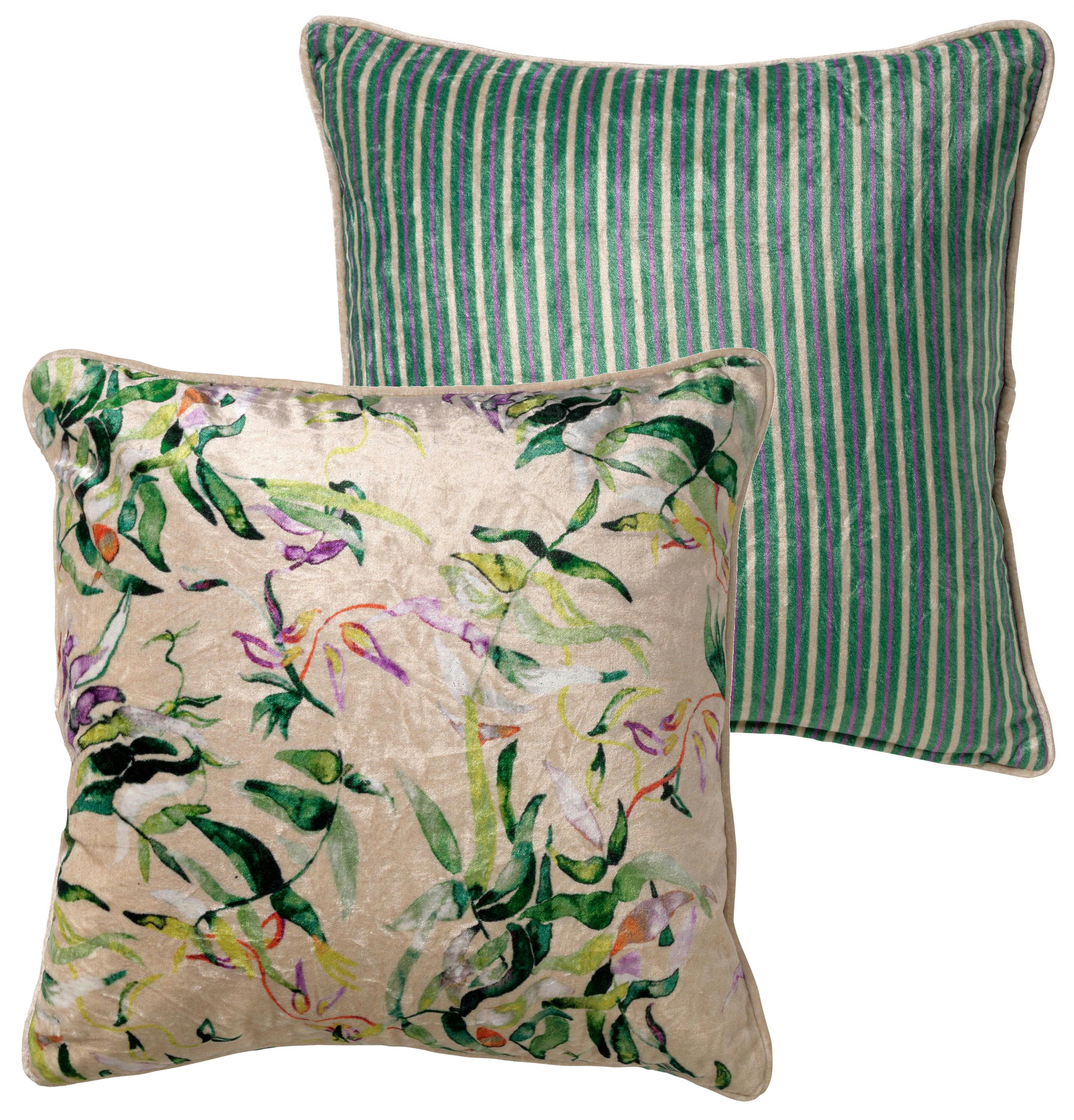 - Housse de coussin beige doux-45x45 cm avec motif fleuri