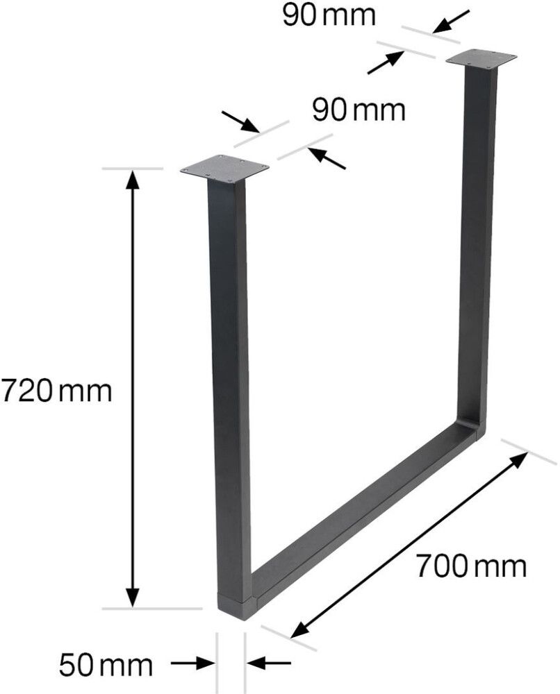 BORDBEN WAGNER STÅL 720X700MM SVART