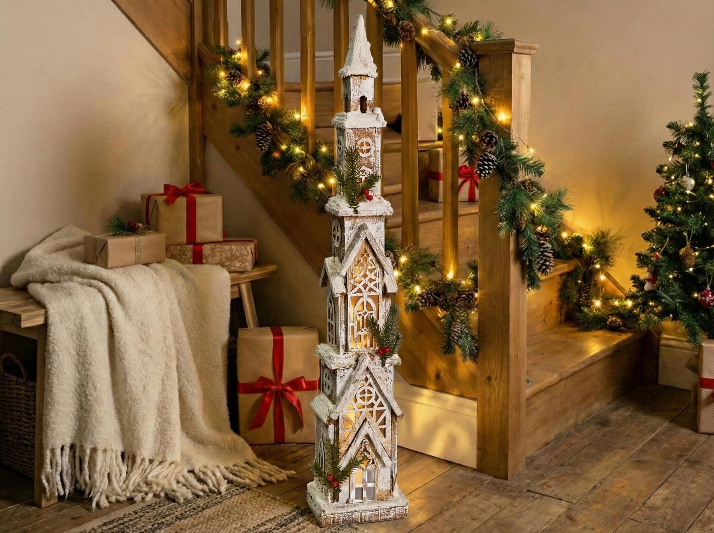 Christmas Decoration LED NASIJARVI House 85 cm Light Brown