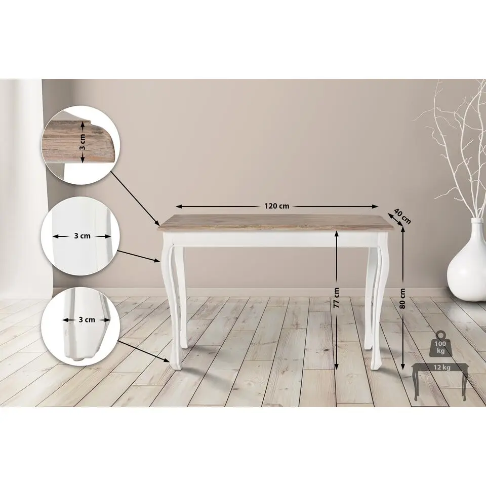 CLP Salontafel Balto wit Frame - Hout - natura/wit