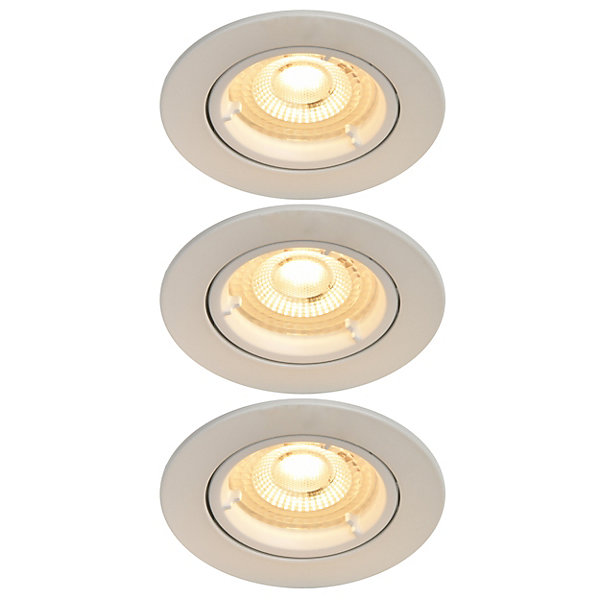 3 spots encastrables Salk GU10 blanc chaud IP20 450lm 4.9W Ø8.5xH.9.4cm blanc GoodHome