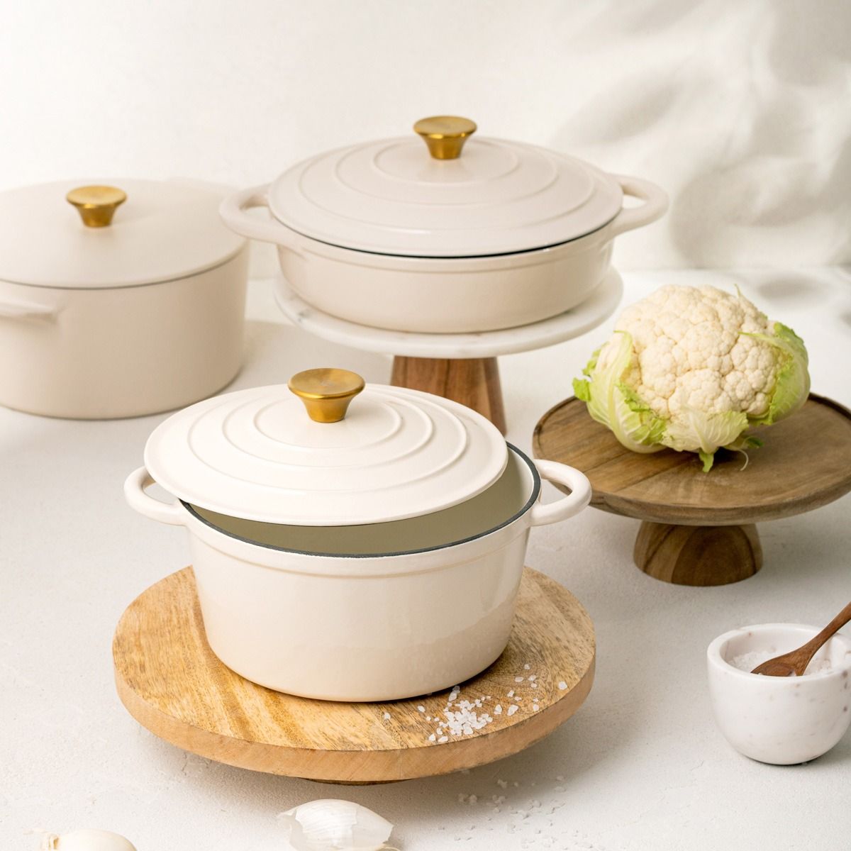 Garnek żeliwny ANDREAS beżowy tradycyjny, 24cm 4 l