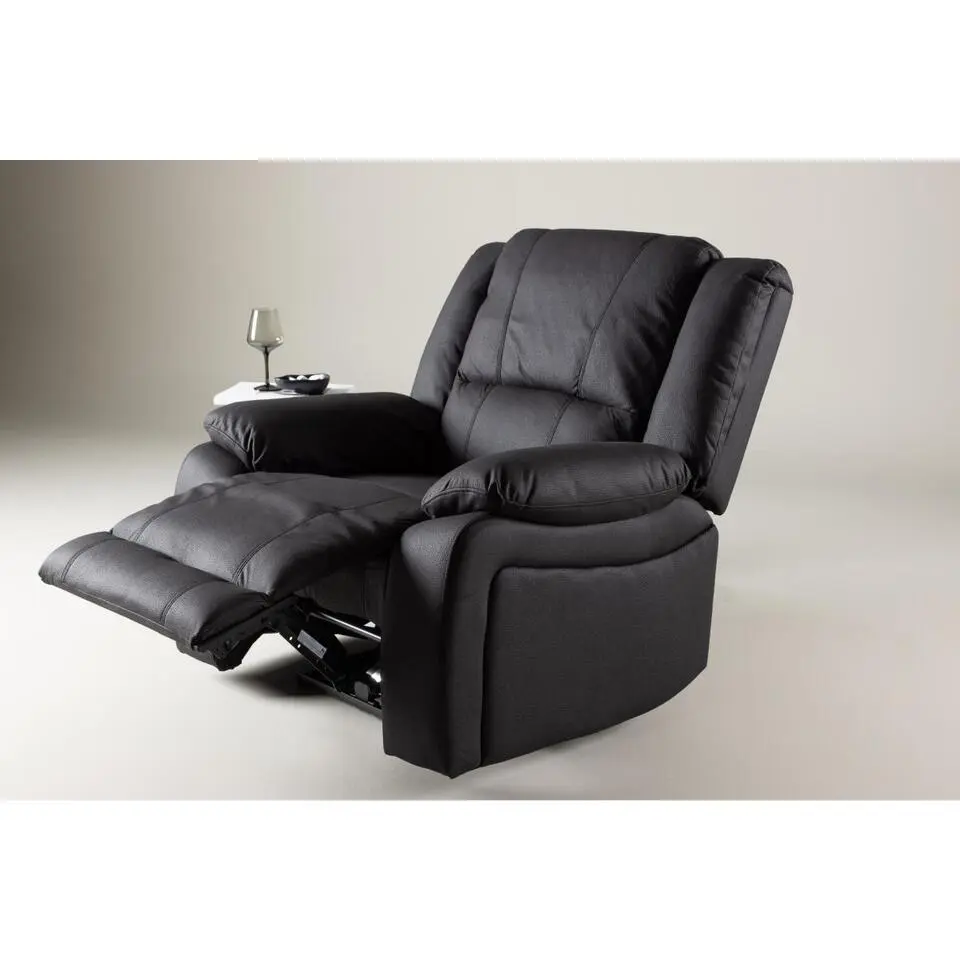 Svea - Zira verstelbare fauteuil - lederlook - zwart