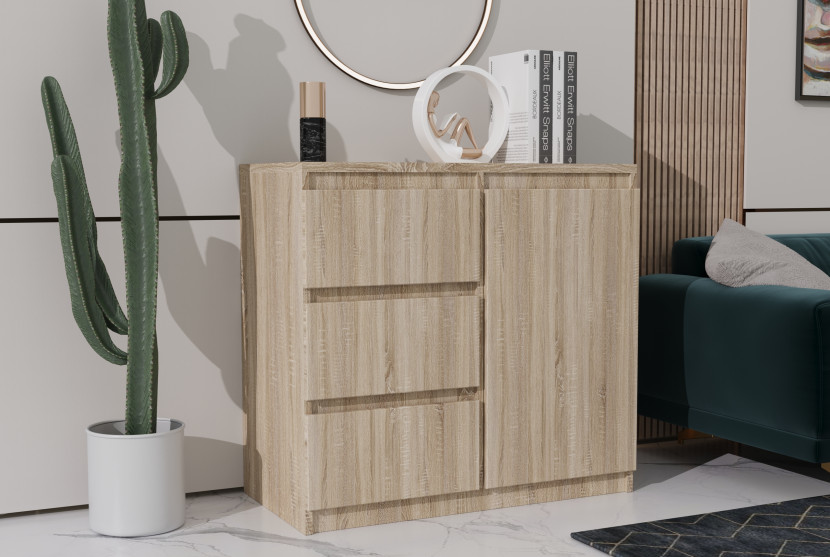 Komoda nowoczesna z szufladami 80 cm MONTEGO biała