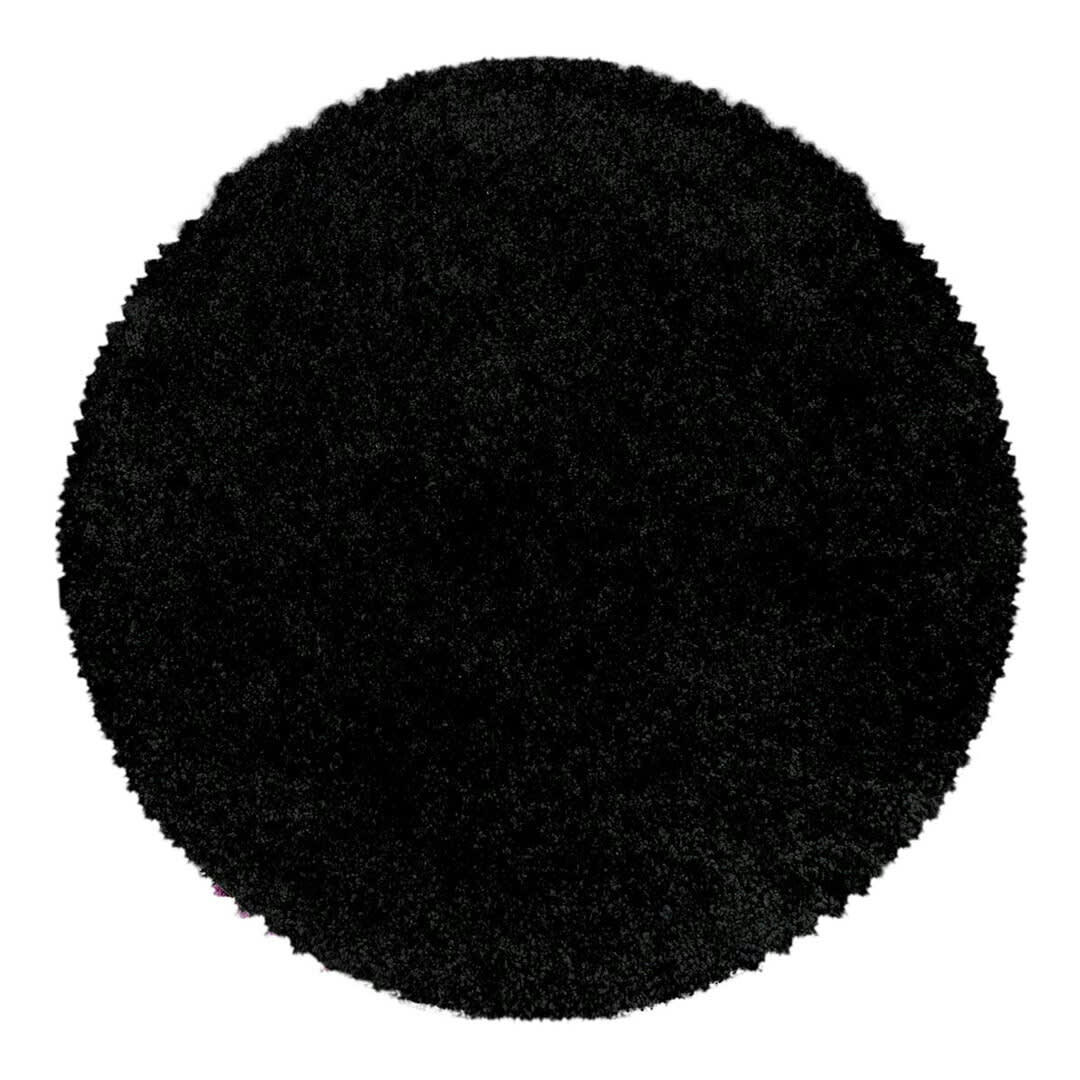 GADOL - Tapis uni design en polypropylène noir Ø 120