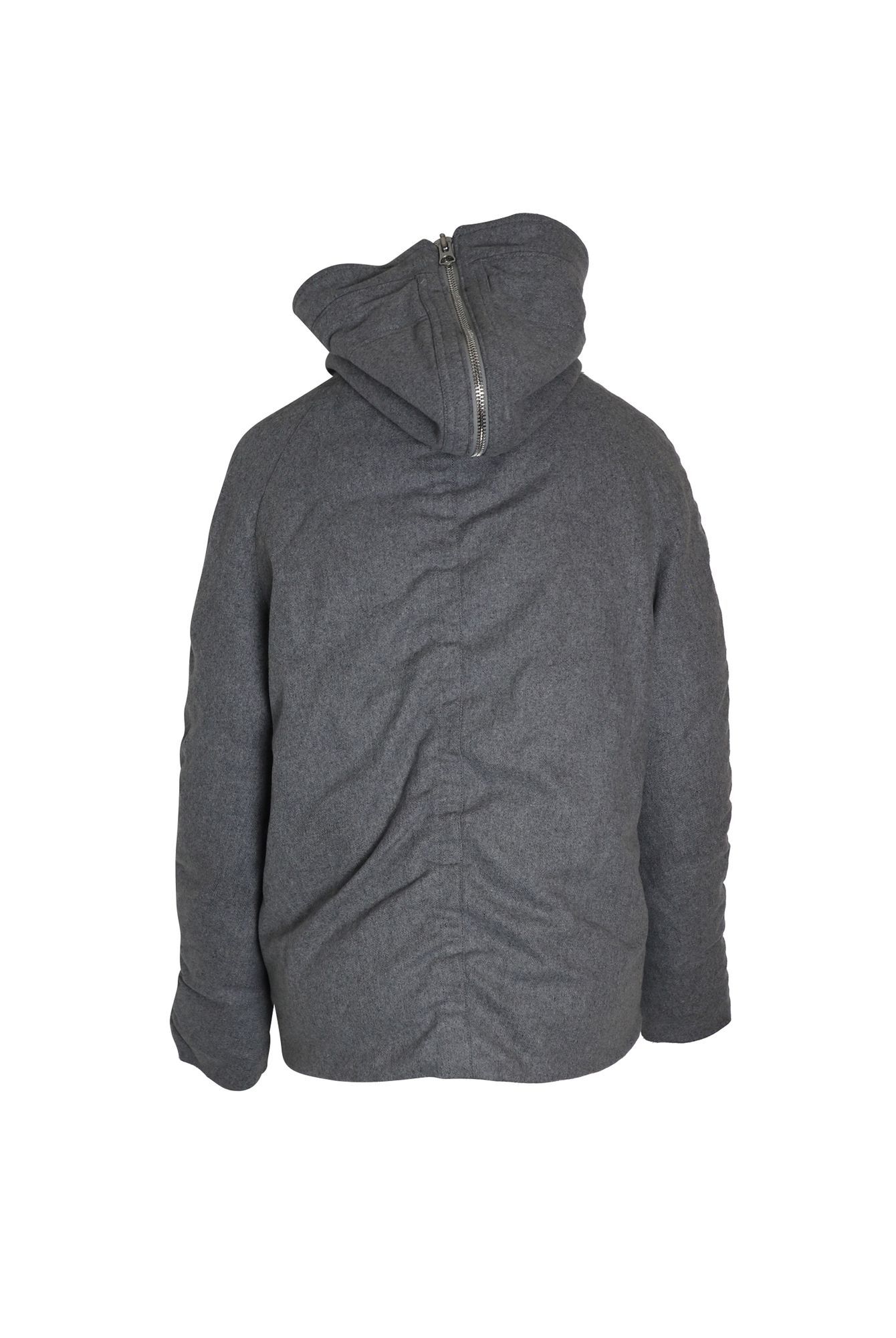 Acne Studios Preloved Asa Puffed Hooded Winter Jacket in Grey Wool