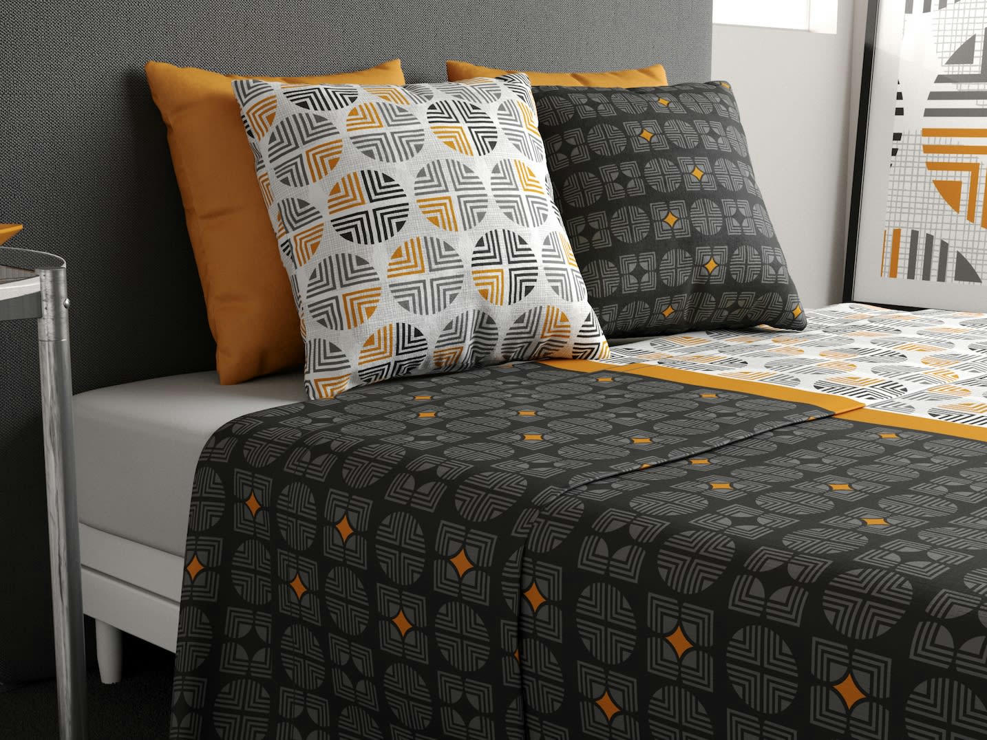 ARTURO - Parure de drap coton gris 180x290 cm