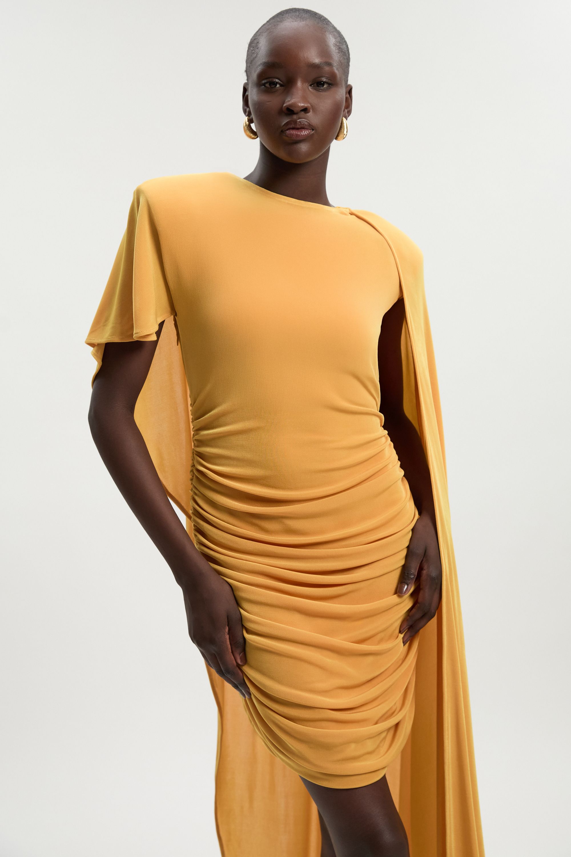 KarenMillen Premium Slinky Crepe Scarf Detail Mini Dress