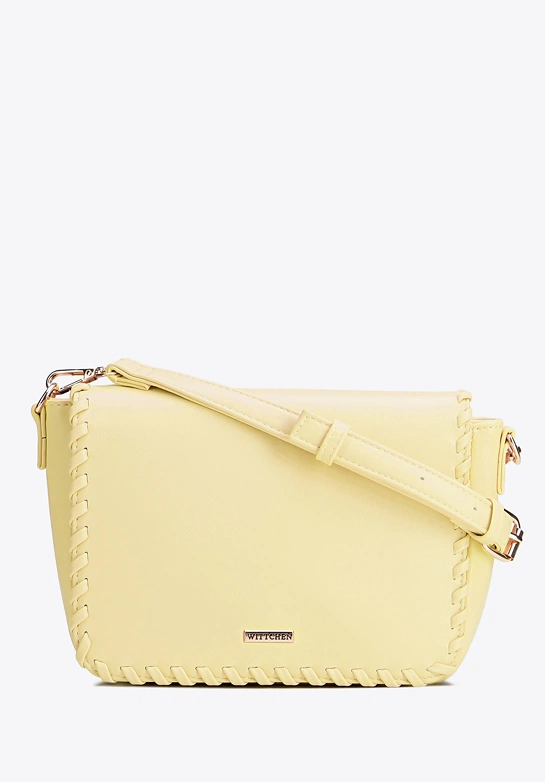Damska crossbody z obszytą klapą żółta
