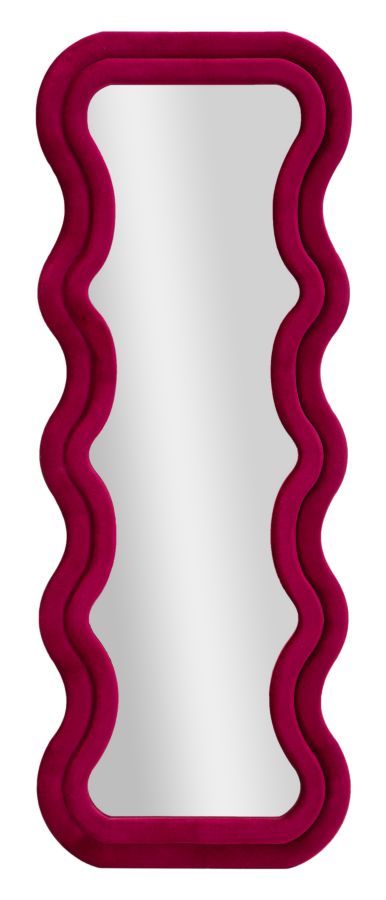 Fuchsia fluwelen wandspiegel 60x6x160 cm