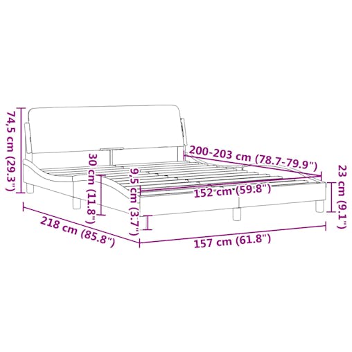 NNEVL Bed Frame with Headboard Black and White 152x203 cm Faux Leather