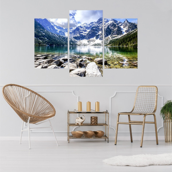 Obraz Tryptyk GÓRY Jezioro Morskie Oko 3D 60x40cm