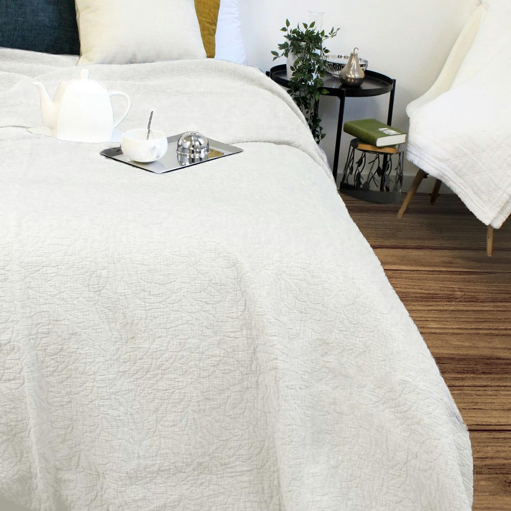LEA ECRU - Couvre-lit  pur coton ecru 230x250