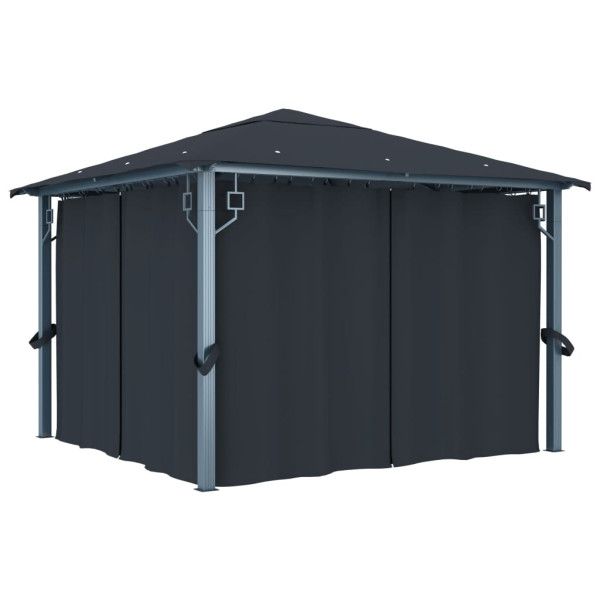 Altana Ogrodowa z Zasłonami Pergola Namiot Ogrodowy Antracyt 300x300 cm