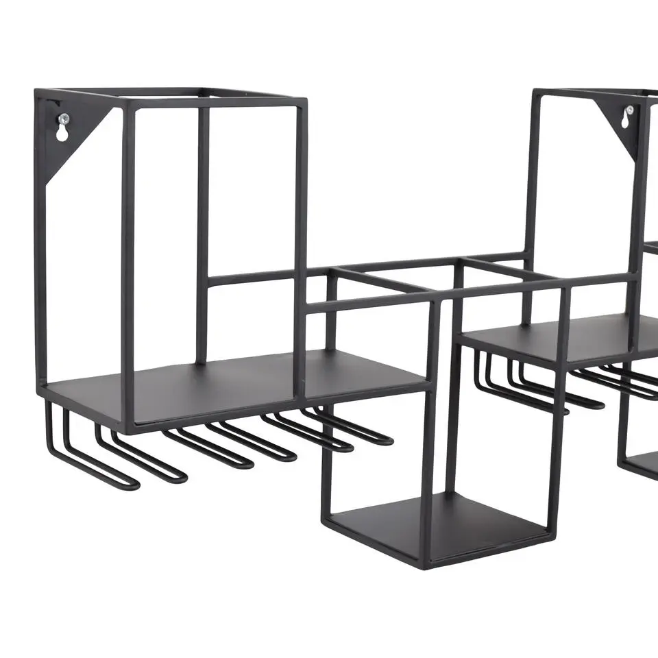 LOFT42 Chardo Wandwijnrek - Metaal - Zwart