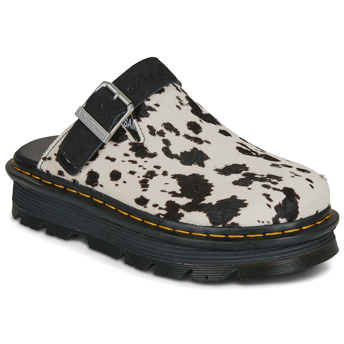 Dr. Martens - ZebZag Mule Black Dalmatian Print Hair On - Black / White