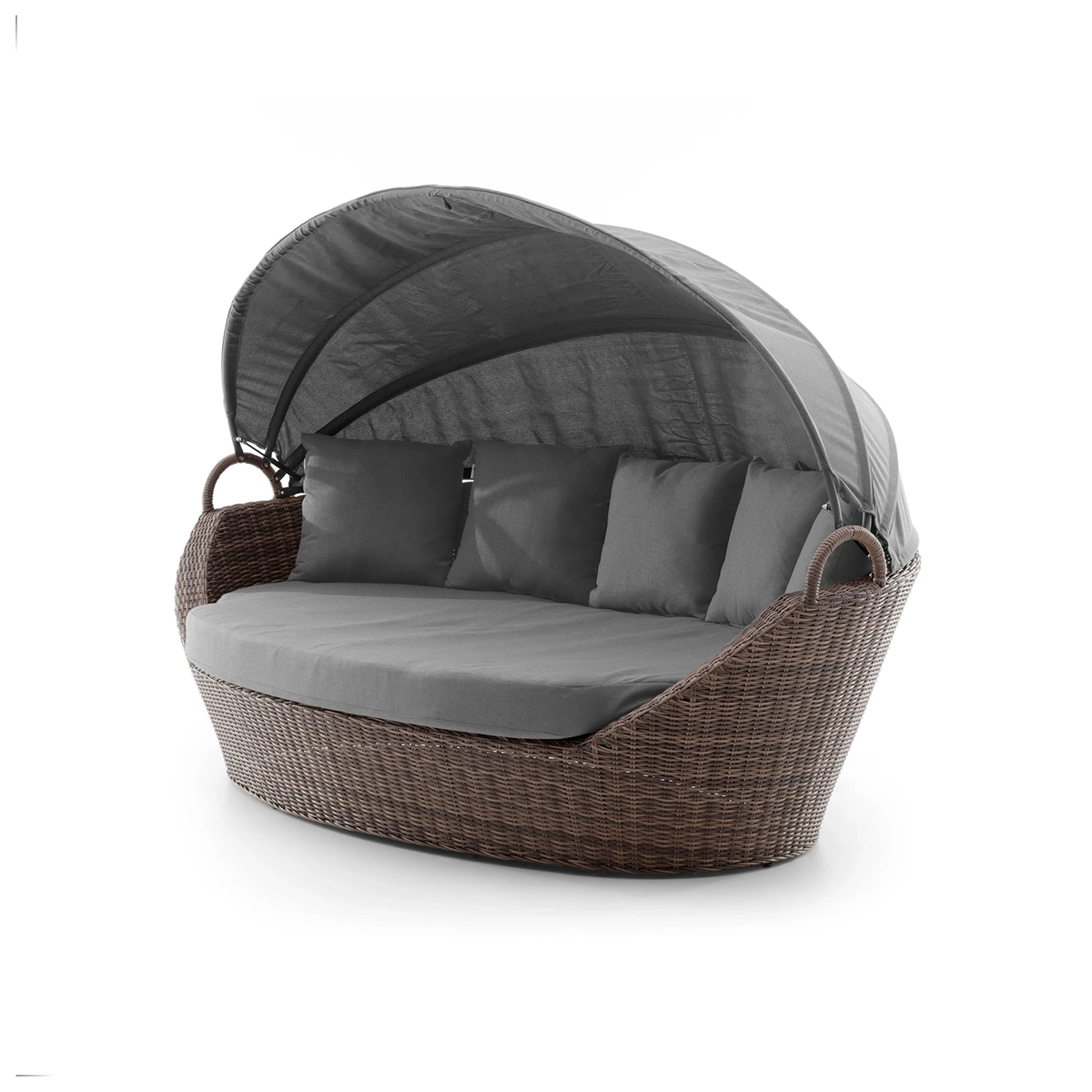 Sofa ogrodowa z baldachimem PORTOFINO  210×140 Oltre royal piaskowa technorattan