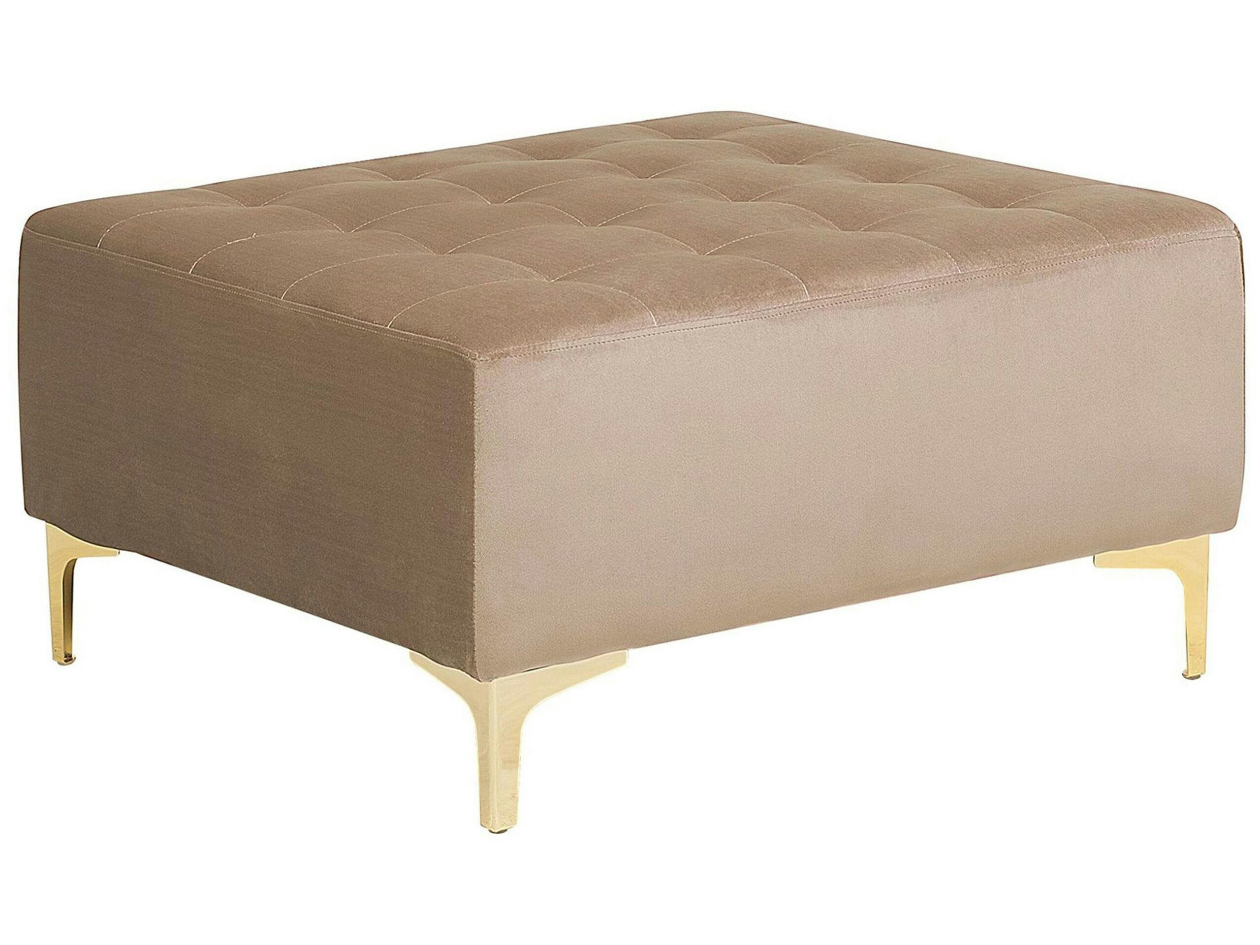 ABERDEEN - Ottoman en velours beige clair