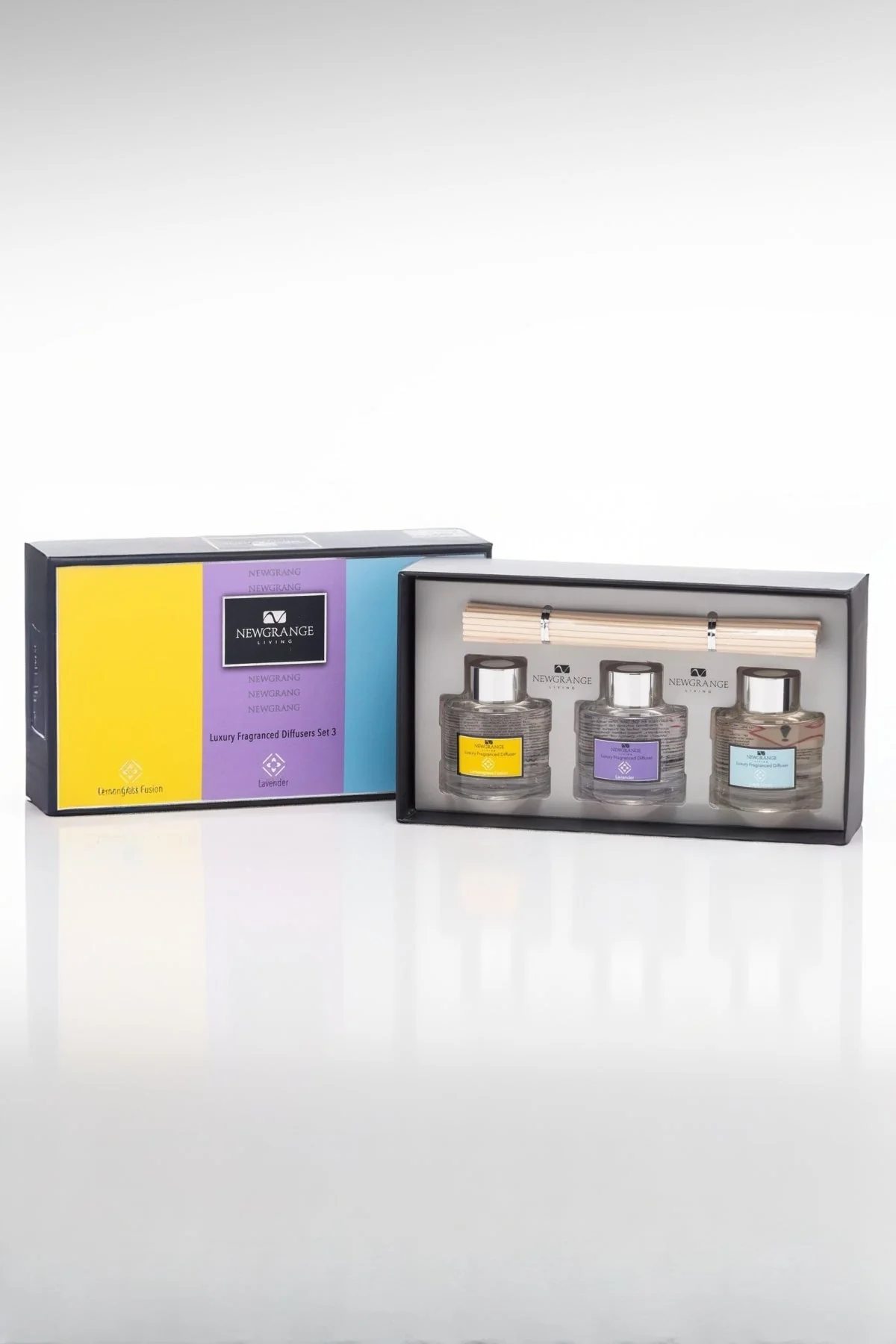 Set of 3 Mini Diffusers Lemongrass, Lavender & Fresh Linen