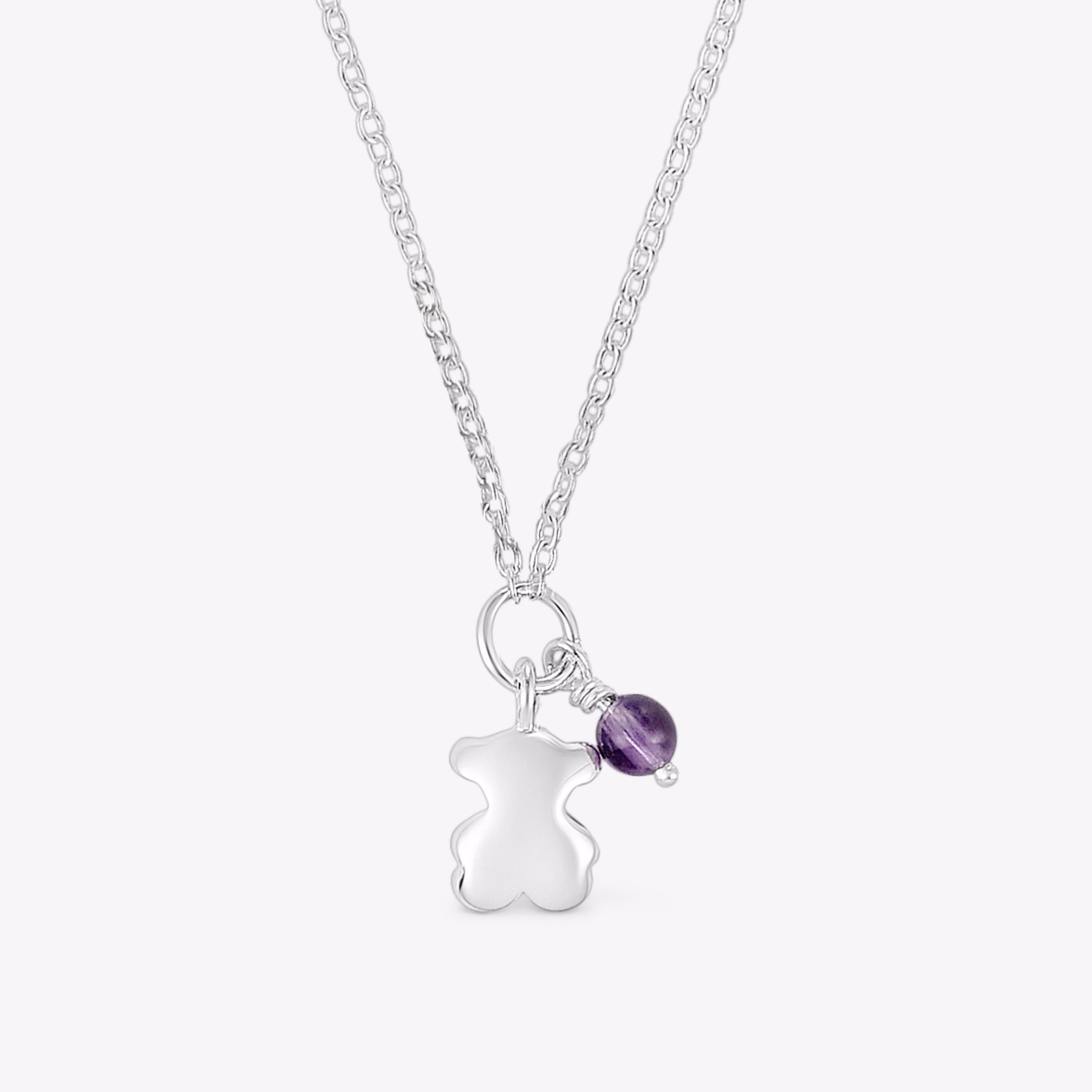 Collar de plata y amatista oso Bold Motif