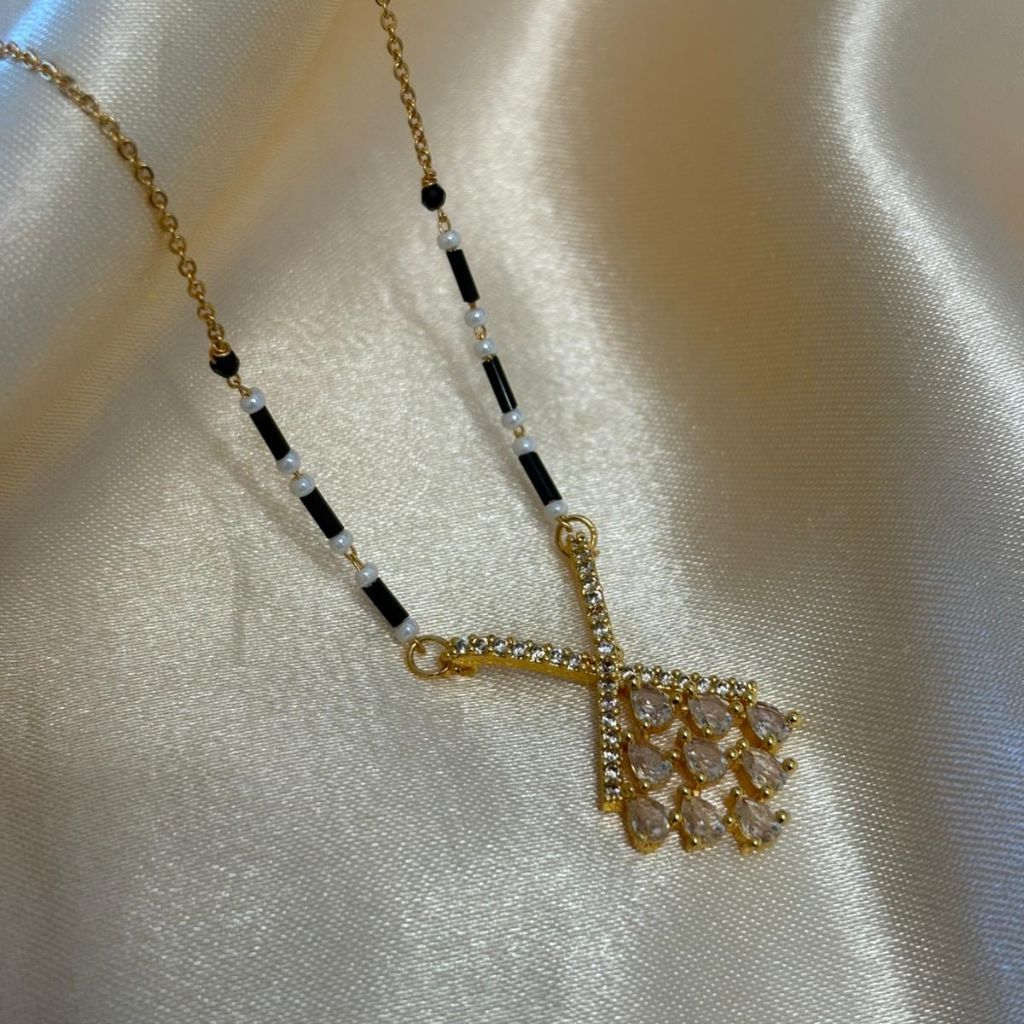 The Colourful Aura Elegant Pearl Drop Dokiya Mangalsutra Necklace