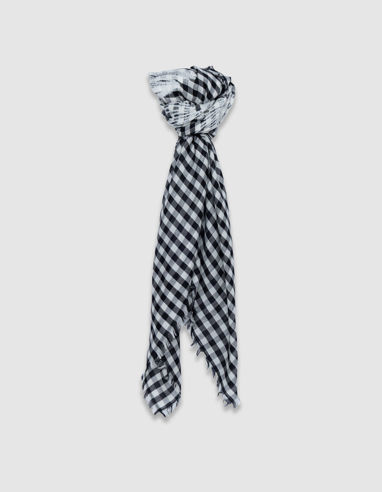 Foulard noir motif vichy jacquard tête-de-mort Femme