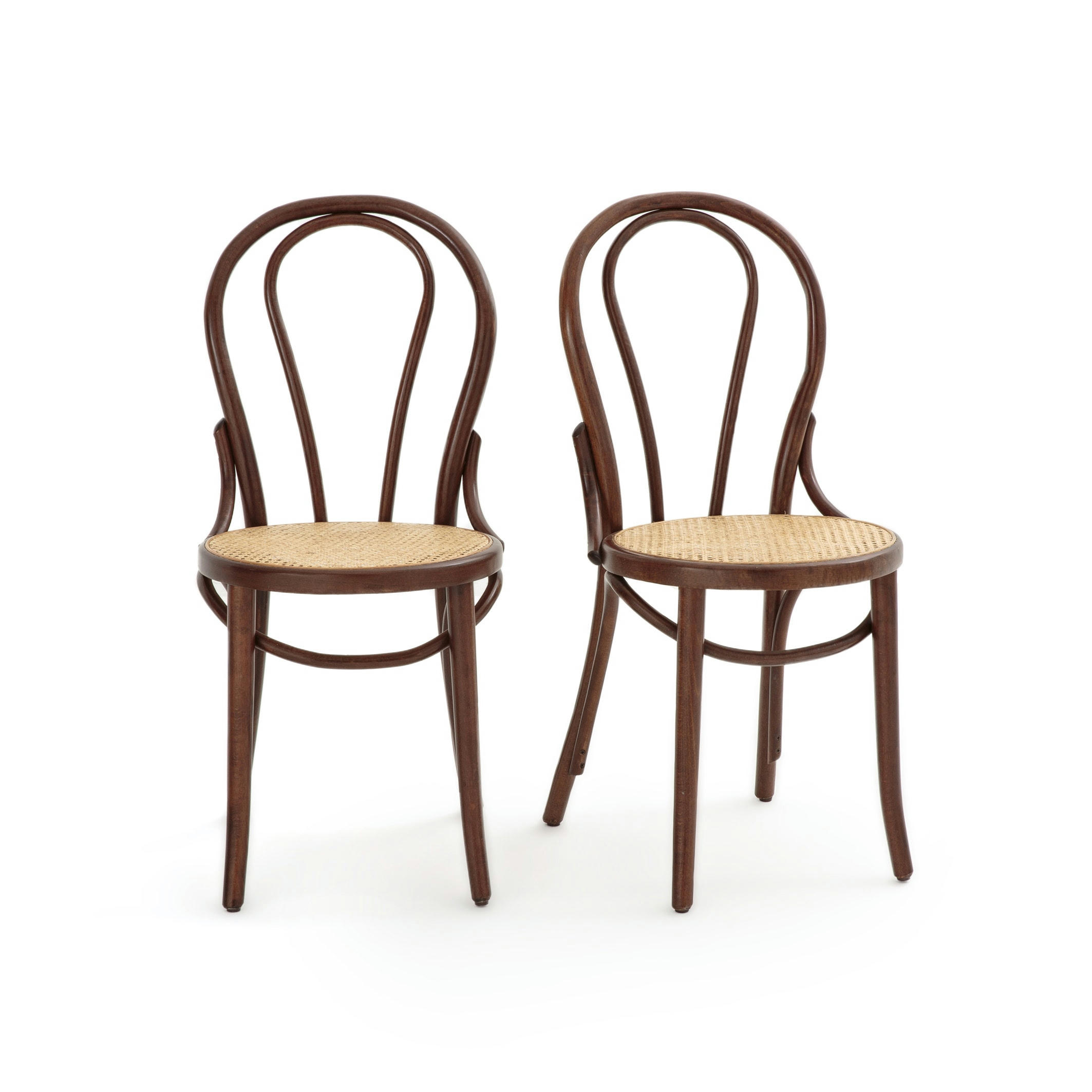 Lot de 2 chaises, assise cannée, Bistro