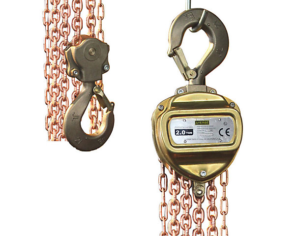 Palan 1T ATEX chaine 6mm 3m usage zone explosive