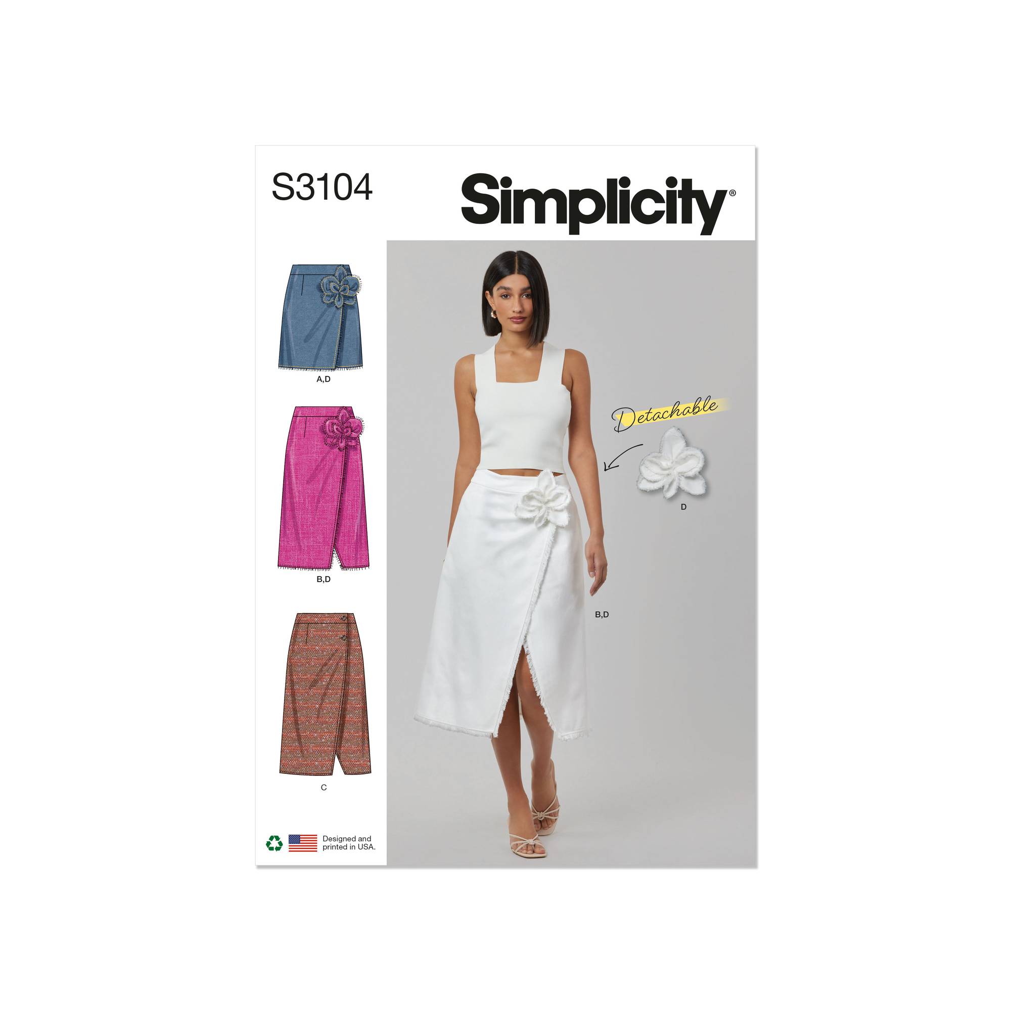 Simplicity Women’s Wrap Skirts Sewing Pattern S3104 (8-16)