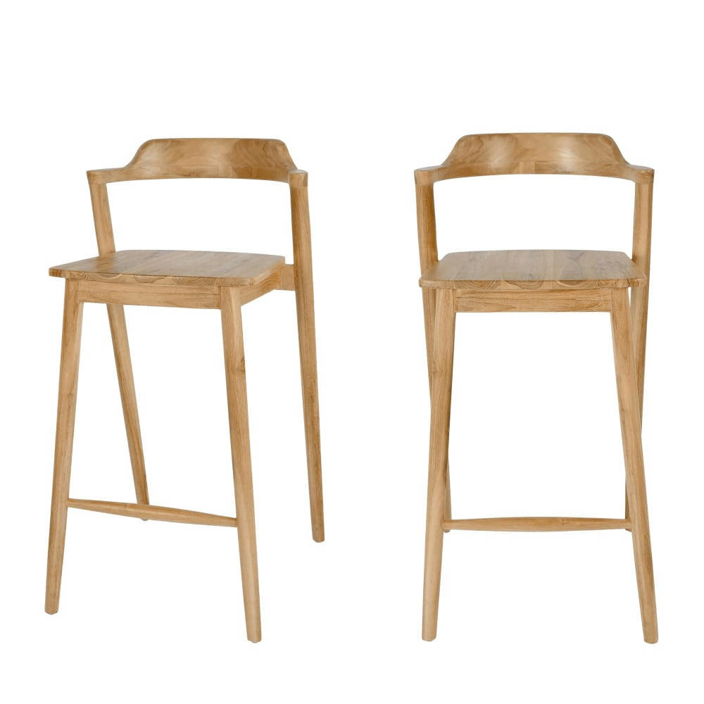 JOKO - Lot de 2 chaises de bar en teck H75cm bois