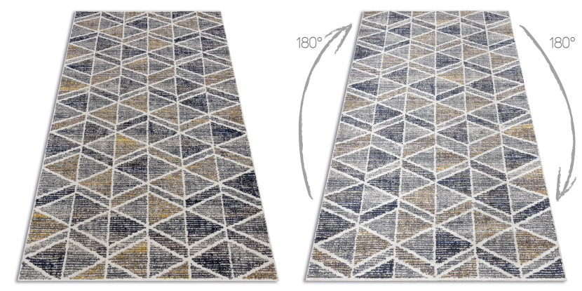 Dywan nowoczesny MUNDO D7891 romby, trójkąty 3D outdoor szary 120x170 cm